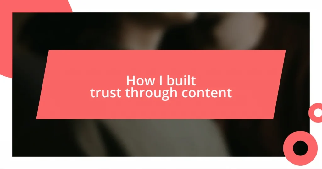 How I built trust through content