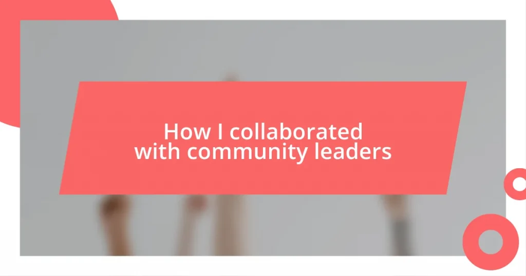 How I collaborated with community leaders