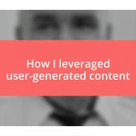 How I leveraged user-generated content