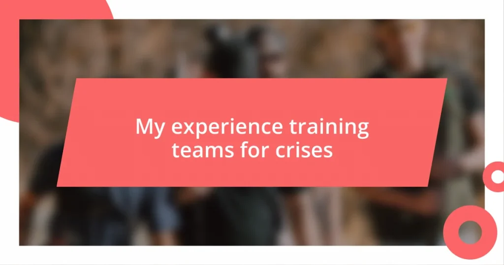 My experience training teams for crises