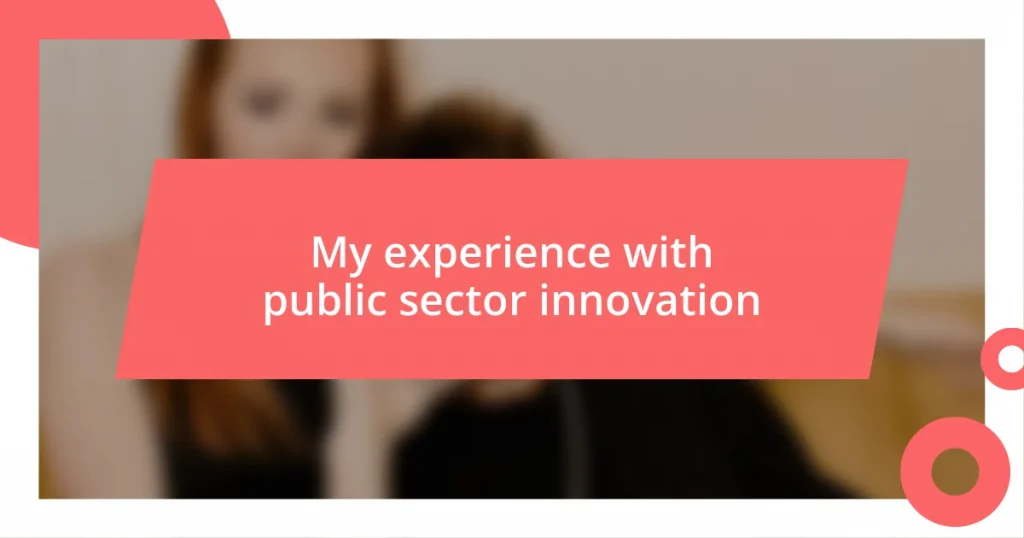 My experience with public sector innovation