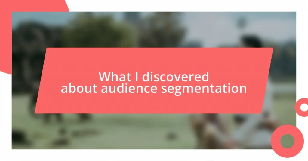 What I discovered about audience segmentation