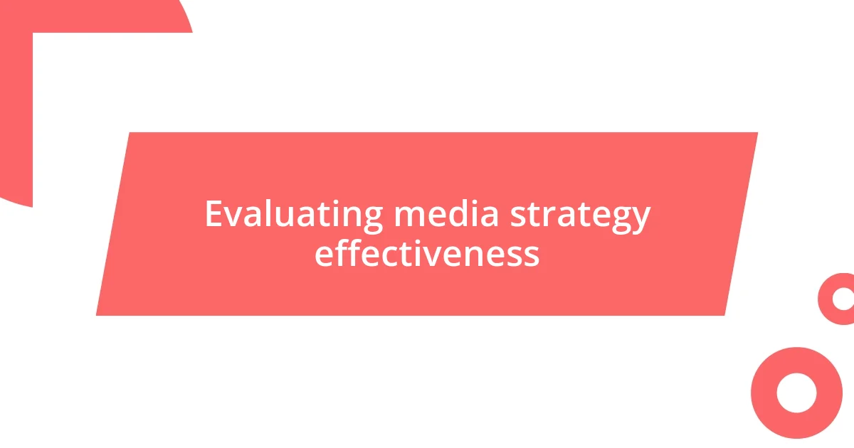 Evaluating media strategy effectiveness